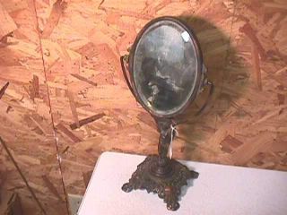 Art Nouveau Coppertone Figural Shaving Dresser Mirror