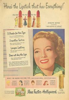 Evelyn Keyes for Max Factor Hollywood Lipstick Ad 1948