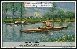 canoe boat water sports nice c1930s card 