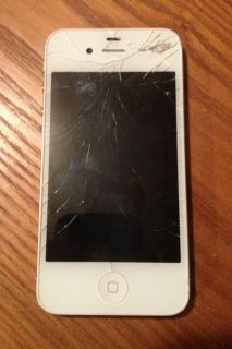 Apple iPhone 4S 16GB White Parts Repair Water Damaged Cracked 328 