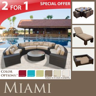   Set Outdoor Wicker Set Dining Furniture 7pc Chaise Dog Bed LRG