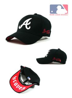 AT01 Atlanta Braves Baseball Team Cap Black Color Cap with White Logo 