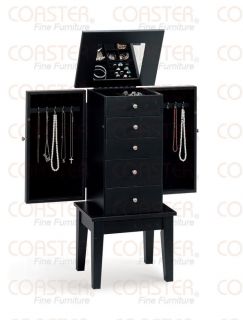 Black Finish Jewelry Armoire Lingerie Chest by Coaster 900085