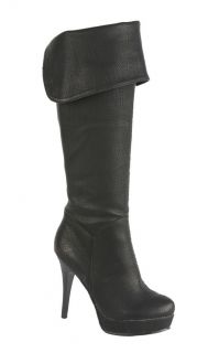 Elegant Athena 2 High Stiletto Heel Women Plain PU Upper Platform Knee 