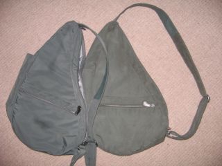lot of 2 ameribag green nylon healthy backpack sling bags