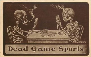Arthur Lewis Dead Game Sports Skeletons Playing Cards Smoking Cigars 