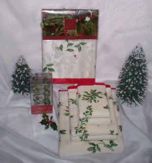 20P Set Lenox Holiday Christmas Shower Curtain Hooks Towels 1BATH 