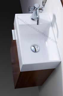   Brown Modern Small Vanity Sink Bathroom Cabinet Corian Bertch