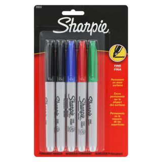 Sharpie Permanent Markers Fine Point Assorted 5 Pack