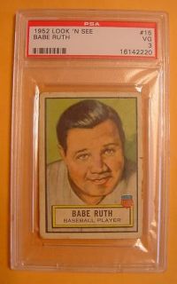 1952 Topps Babe Ruth 15 Look N See PSA 3 VG Free USA Shipping 135682 