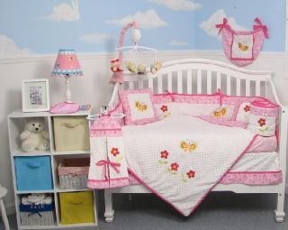 Soho Butterflies Garden Baby Crib Nursery Bedding 13 Pcs Set with 
