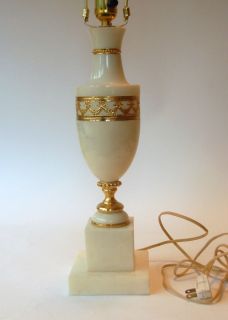 Antique Hollywood Regency Italian Alabaster Neoclassic Urn Lamp 