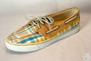 Sperry Top Sider Bahama Camel Plaid Camel Boat Shoes