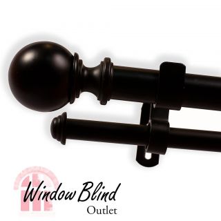 Black Ball Curtain Drapery Rod with Double Rod Adapter Kit Free 