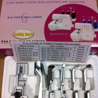 Babylock Enlighten or Imagine Serger Accessory Feet Package