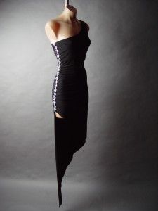   Sequin Black Asymmetric Ballroom Salsa Tango Dance FP Dress M