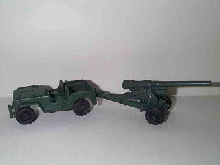 Marx 1960s WWII Battle Ground Playset US Army Jeep Field Gun Cannon 