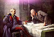 Paul von Hindenburg (left) and Erich Ludendorff. Painting by Professor 