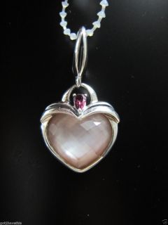 ANN KING STERLING LUNA DOUBLET HEART OENDANT NEW PINK MOTHER OF PEARL 