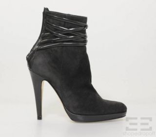 Barbara Bui Charcoal Grey Suede Leather Strappy Ankle Booties Size 39 