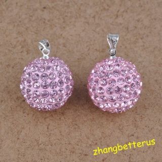 Austrian Pink Crystal Pave Disco Beads Pendants Charms Jewelry 