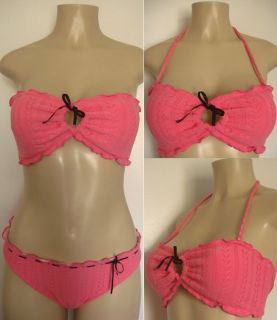 XLarge Pink Vintage Bandeau Tube Bikini Swimwear New XL