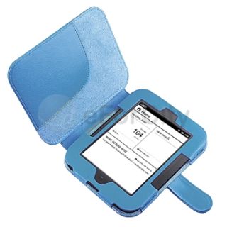 Premium Blue Leather Cover Skin for  Nook 2 Simple Touch 