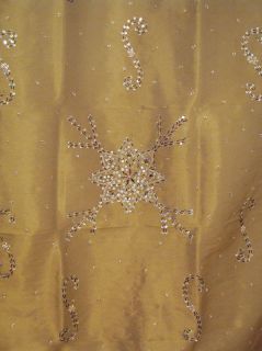 Gold Bead Work India Sari Ethnic Decor Sheer Curtains