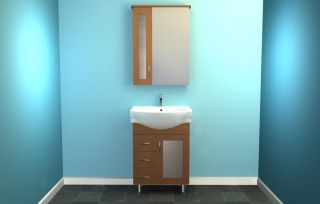 Eurofit 24 Oak Almond Narrow Bathroom Sink Cabinet   Vanity