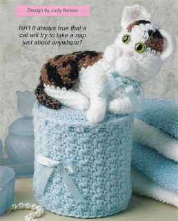   CROCHET PATTERN FOR Adorable Cat Kitten Bathroom Tissue Roll Cover
