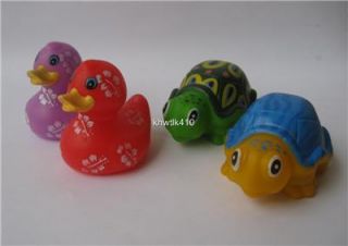 Bath Accessories Rubber Ducks and Turtles Squeaky Sound Toys Set