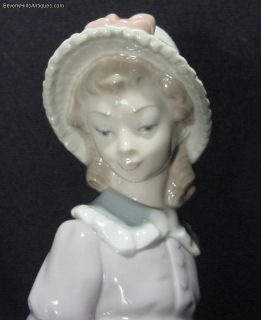 Beautiful Vintage Lladro Figurine Girl with Doll Wagon