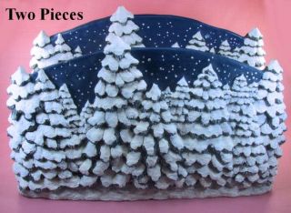 Pair Of Trees and Snow Backgrounds For Snow Village And Dept. 56 