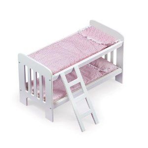 badger basket doll bunk beds with ladder pink white