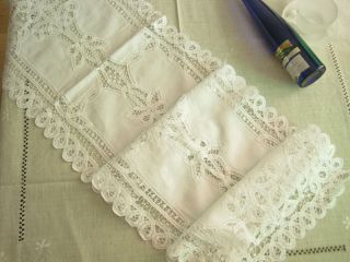 Gorgeous White Handmade Batten Lace Linen Table Cross Doily Tablecloth 