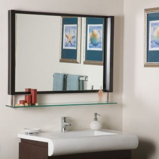 Esspresso Bathroom Framed Mirror w Shelf Xtra Large