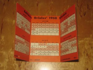 1958 Baltimore Orioles Baseball Schedule MLB