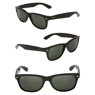 Ray Ban New Wayfarer Sunglasses Frame Black G 15 XLT Grey Green Lens 