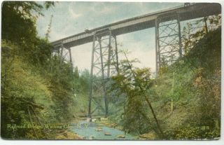 Watkins Glen NY Railroad Bridge Old Postcard New York