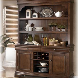 Ashley Belcourt Dark Brown Wood Dining Room Hutch Cabinet Free 