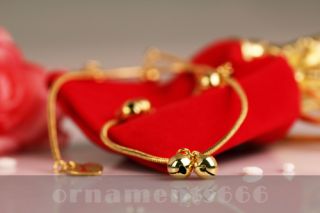 24K Gold Plated Overlay Cute Bell Chain Ankle Bracelet Fashion Jewelry 