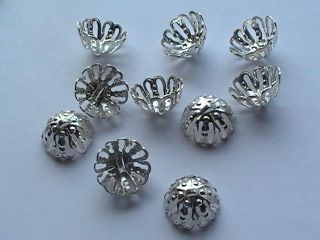 Silver 12mm Filagree Bell Bead Caps Jewelry Supplies 10