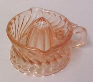Pink Depression Glass Small Swirl Ribbed Handled Juicer Reamer New 