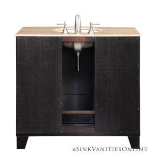 40 Naomi Travertine Single Bathroom Vanity White Sink Espresso Finish 