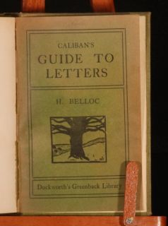 1903 Aftermath Calibans Guide Letters Hilaire Belloc
