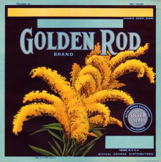brand golden rod variation type orange origin california circa 1930s 
