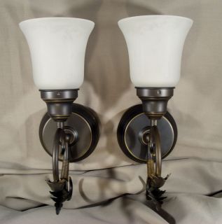   Wall Sconces w/Glass Shades, Candle Lights, Battery Operated 450hr