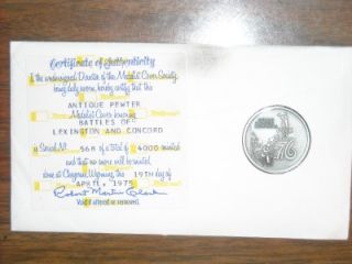 1976 Battles of Lexington Concord Bicentennial Commemorative Coin FDI 