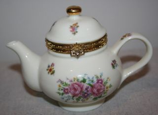 baum bros formalities rose teapot trinket box