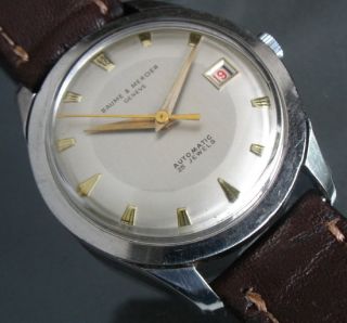 VINTAGE BAUME ET MERCIER STAINLESS STEEL AUTOMATIC SWISS WATCH FROM Ca 